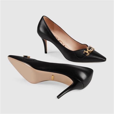 gucci leather mid heel pump|Gucci zumi mid heel pump.